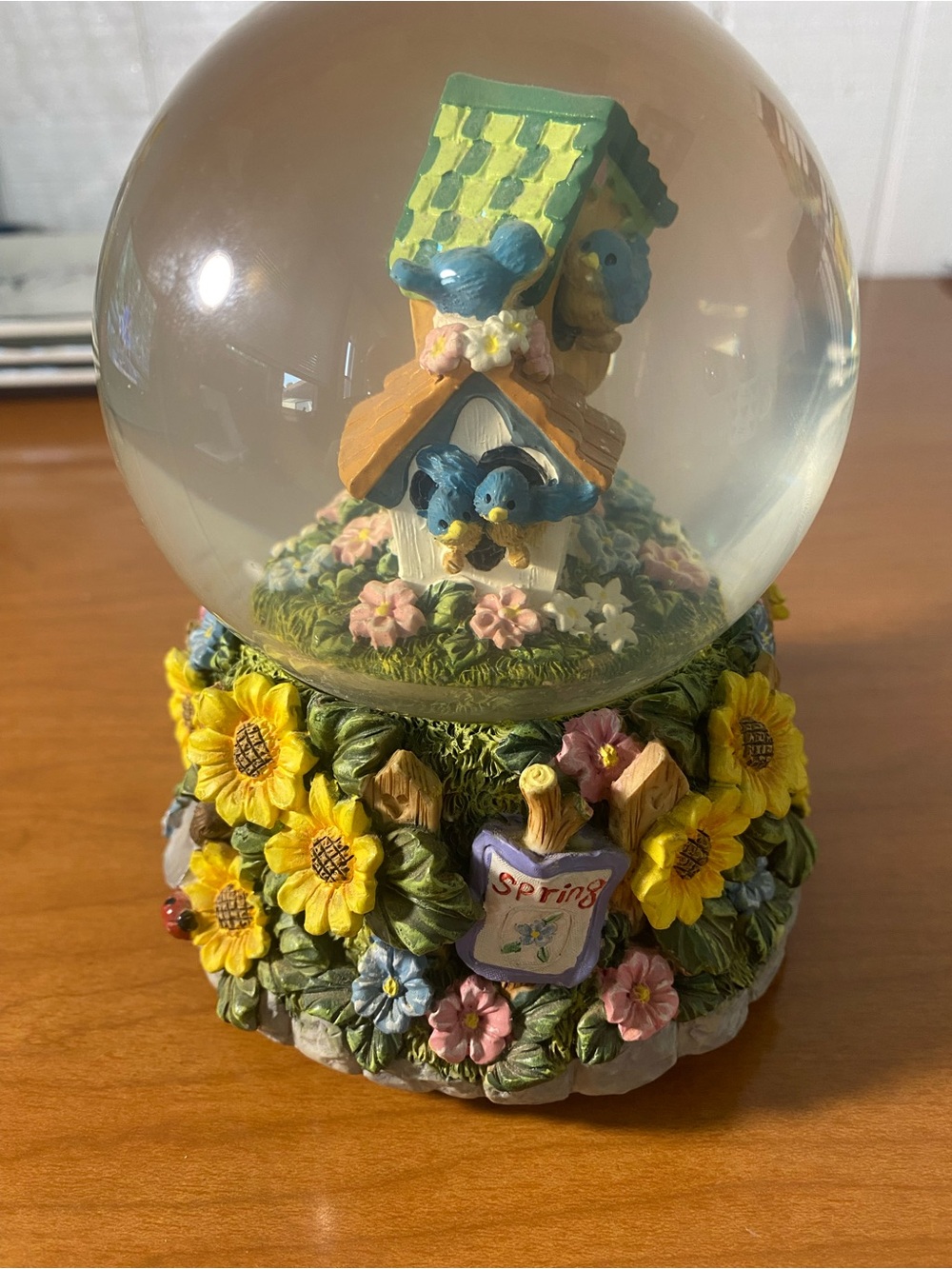Disney Blue Birdhouse & Sunflower Spring Snow Globe Sculpture